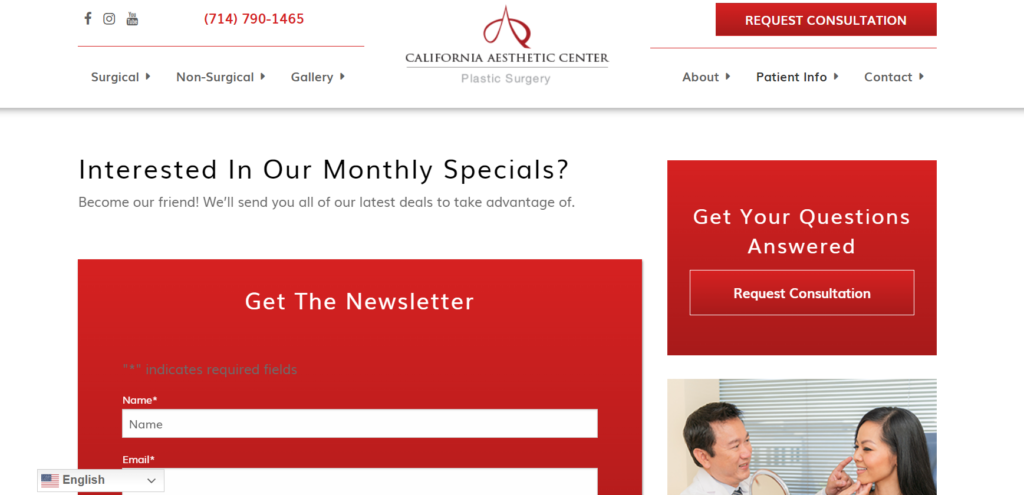 Plastic surgery email marketing newsletter